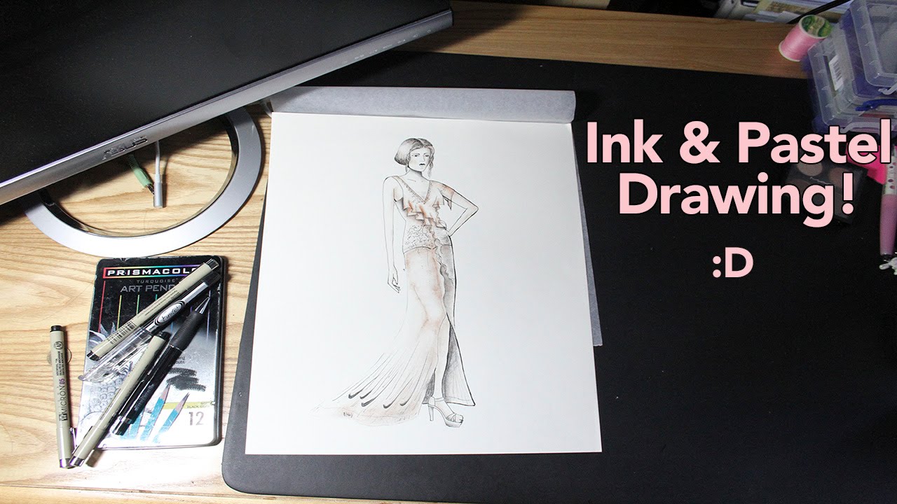 Art Break: Ink and Pastel Fashion Illustration - YouTube