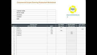 Commercial Carpet Cleaning Pricing & Production Rate Worksheet