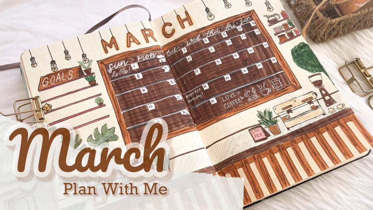 Plan With Me | March 2020 Bullet Journal | Coffee Theme