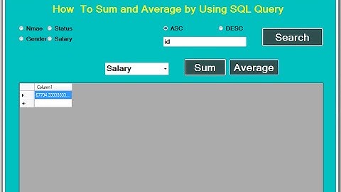 How to Sum & Average by using SQL Query in .net