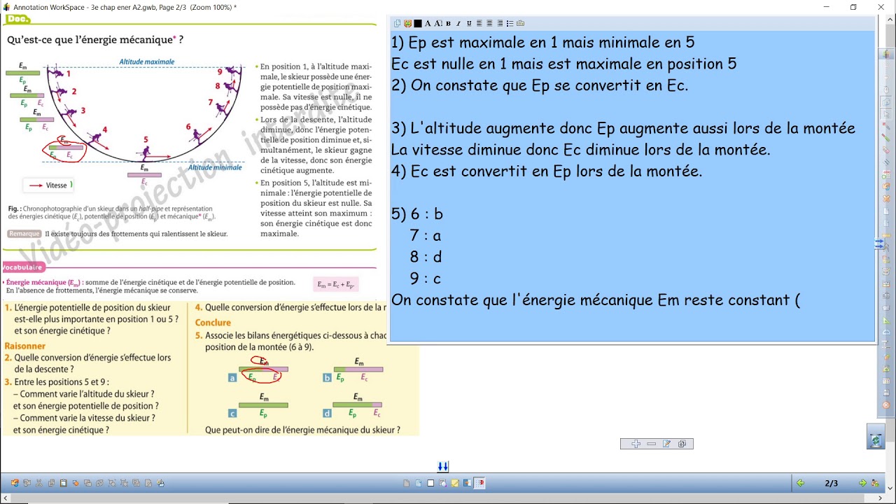 HS 3eme chapitre énergie Activité 2 énergie mécanique