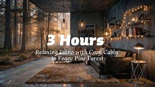 3 Hours Cozy Cabin in Foggy Pine Forest | Soft Piano & Gentle Forest Wind for Deep Sleep screenshot 1