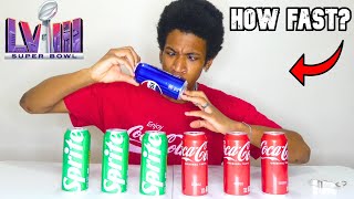 Shotgunning 6 Cans of Coke and Sprite Fast! (For Super Bowl 2024)