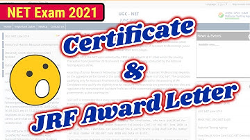 NET Certificate and JRF Award Letter? UGC-NTA NET Exam 2021