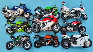 Diecast Metal Model Motorcycles 1:12 Scale, Suzuki Hayabusa, Kawasaki Bikes, Ducati 1198 264