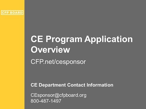 Overview of CFP Board’s General CE Program Requirements for CE Sponsors