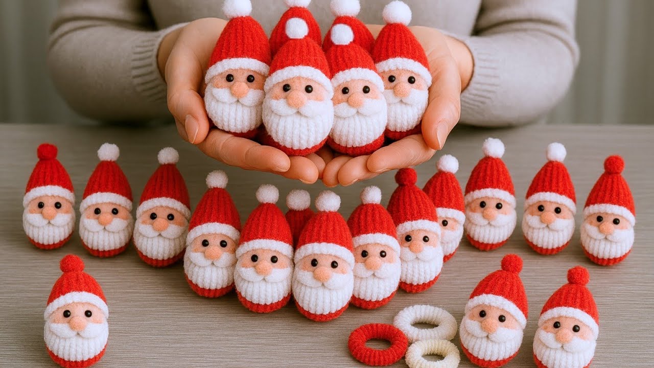 Santa Keychain with Hair Rubber/Christmas Craft/Super Easy Santa