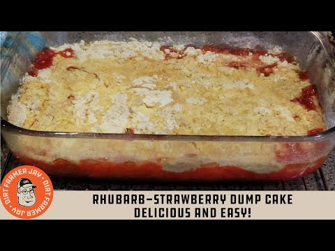 Rhubarb-Strawberry Dump Cake - Delicious and EASY!