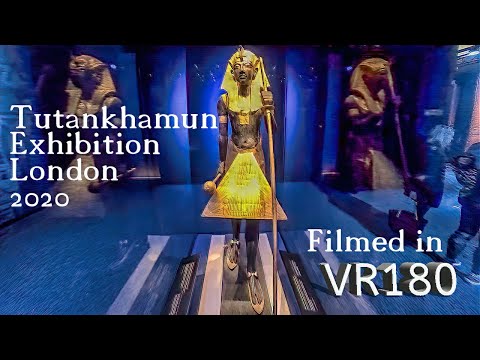 Tutankhamun Exhibition in London at the Sacctchi gallery. Filmed in VR180.