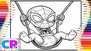 Little Spideman Is Swinging On The Swingspiderman Coloring Pageselektronomia - Summer Vibes