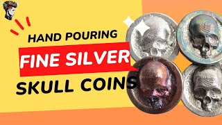 Making some SILVER SKULL poker chip rounds hand poured sand casting