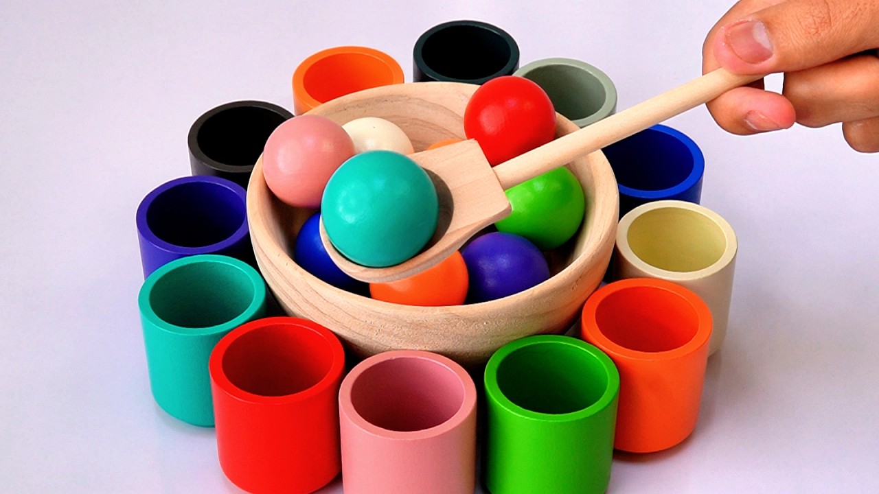 🌈 Learn Colors🔴🟠🟡🟢🔵🟣 Match Rainbow Balls & Cups - Learn Colors, Numbers ...