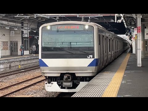 E531系0番台ｶﾂK425編成が常磐線普通勝田行きとして水戸駅4番線に到着停車する動画（2023.11.4）