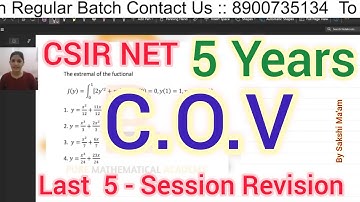 COV Last Five Years Revision | Csir Net Calculus of Variations Last 5 Years Solution | By PMA