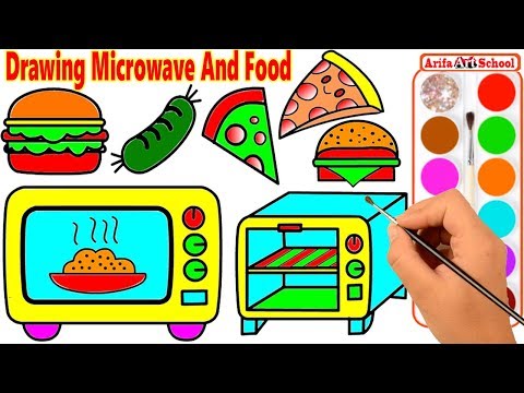 How To Draw Microwave. Coloring Pages For Kids With Colored Markers. Drawing And Art Colors For Kids
