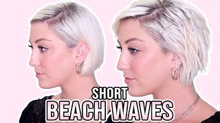 *GIVEAWAY* How to curl REALLY SHORT hair with a FLAT IRON! | Short Beach Waves Tutorial | GLAMNANNE