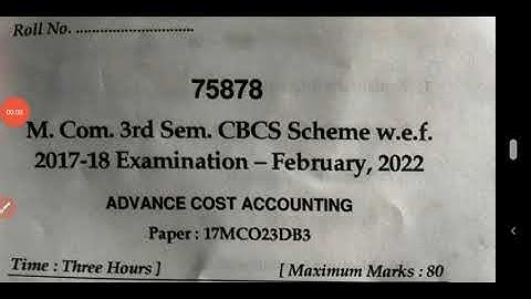 advance cost accounting 2022 question paper mcom sem 3 | mdu | gurugram university | mcom 3rd sem
