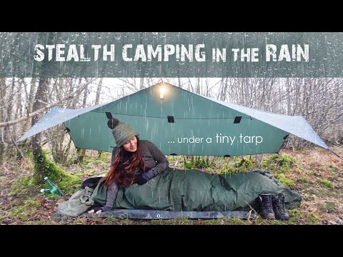 Stealth Wild Camping under a Tiny Tarp in the Rain 🌦️