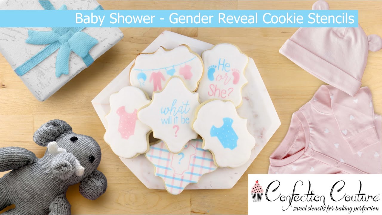 Gender Reveal For Baby Shower Cookie Stencil Kit Confection Couture Stencils Gender Reveal For Baby Shower Cookie Stencil Kit Confection Couture Stencils
