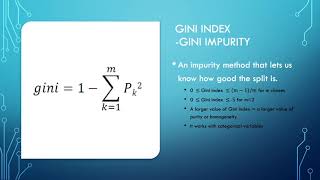 Machine Learning Random Forest Classification:  Impurity Measures
