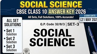 CBSE Class 10 Social Science 𝗔𝗻𝘀𝘄𝗲𝗿 𝗞𝗲𝘆 2026 🔴 Code 32/8/3 (Set-3) | Only Objective MCQ Solutions!
