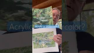 Which one do you like better? Watercolor or acrylic in this painted mountain landscape. #art #artist