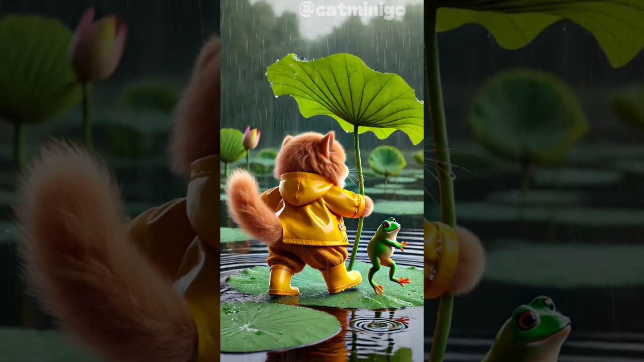 The kitten said find the mother of the baby tree frog 