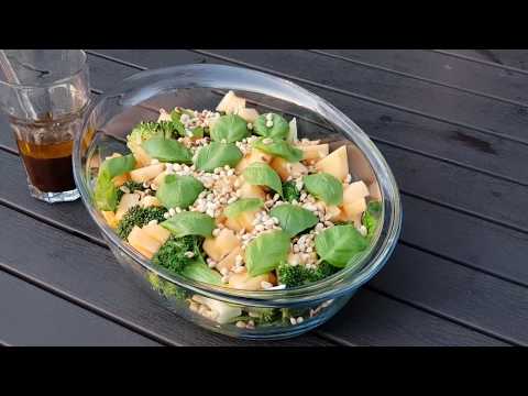 Broccoli salad with Melon and Balsamic, Orange dressing (English Captions)