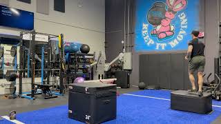 Single-Leg Depth Drop to Lateral Bound to Box Jump