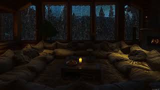 Hazy Rain & Fireplace Ember Pulse | Night White Noise to Ease Overthinking & Improve Sleep