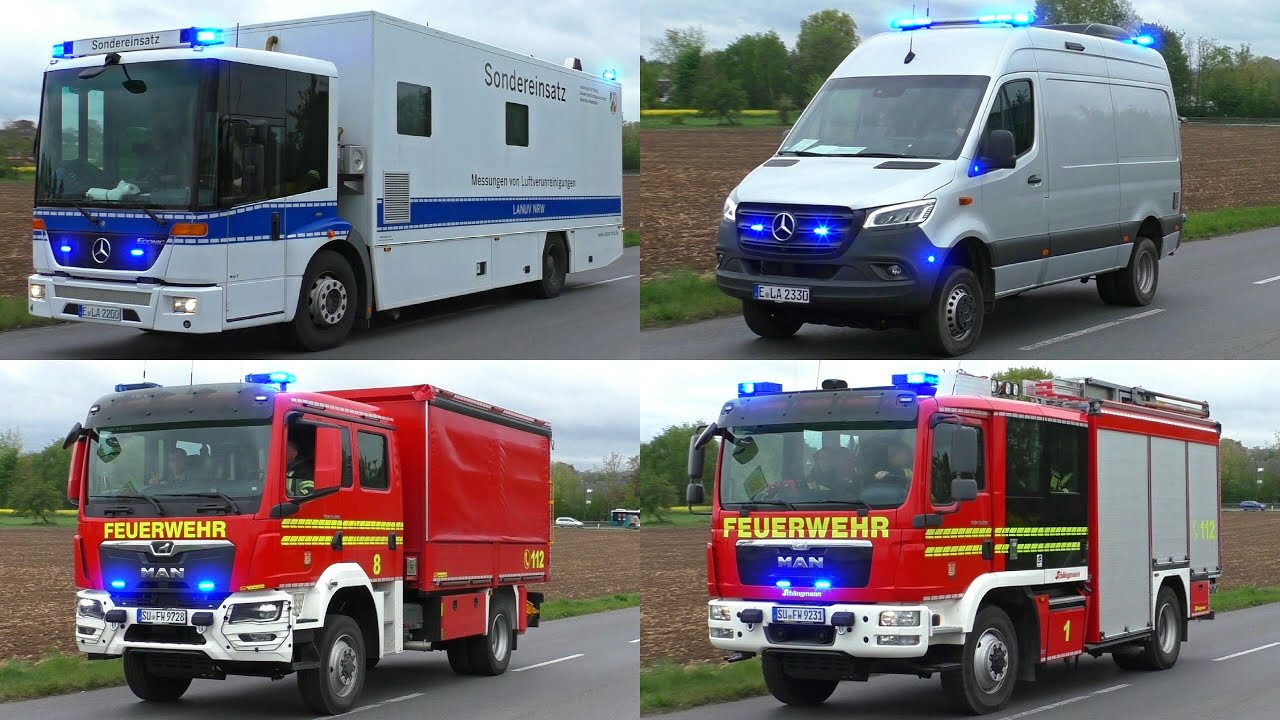 [GROẞBRAND in NIEDERKASSEL!] AUTOWERKSTATT in VOLLBRAND - LANUV, Feuerwehr & THW | Einsatzfahrten