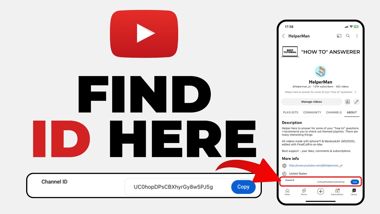 How To Find Your  Channel ID on Mobile  Easy Tutorial [ Android &  IOS ] Latest Update 