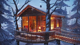 Атмосфера зимнего домика на дереве - Расслабляющие звуки зимы с воем ветра и снегопада