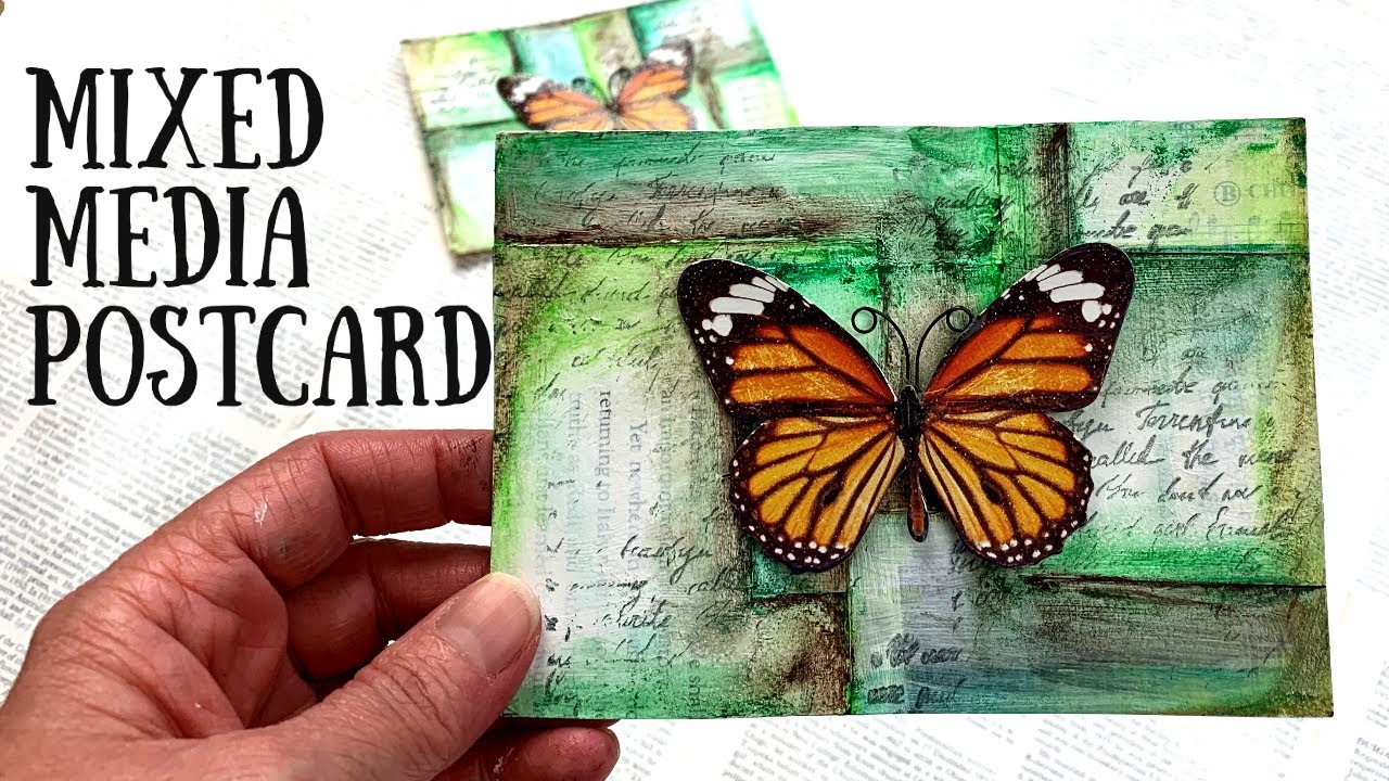 Easy Mixed Media Postcard using what you have 🦋 Shanouki YouTube