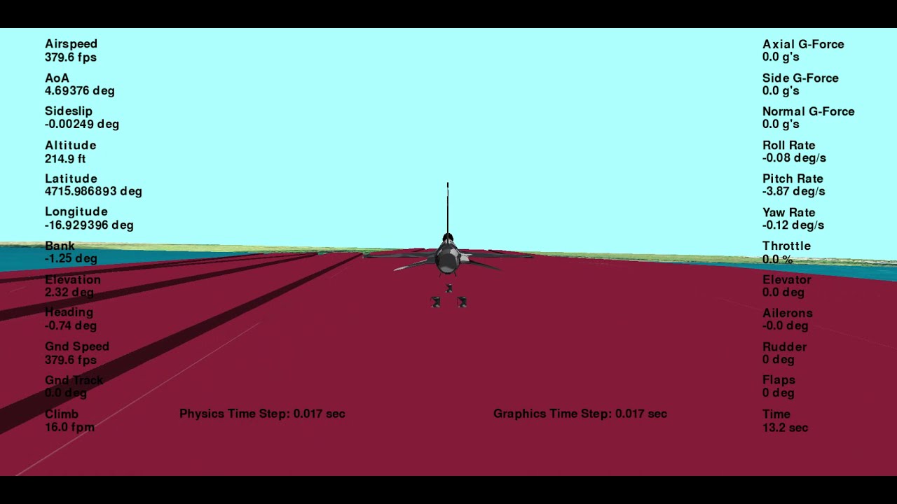 Testing F16 Landing Gear Physics in Python Flight Simulator Failure ...