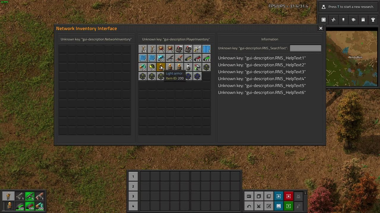 [Factorio] Getting Player Inventory for display in Network Interface