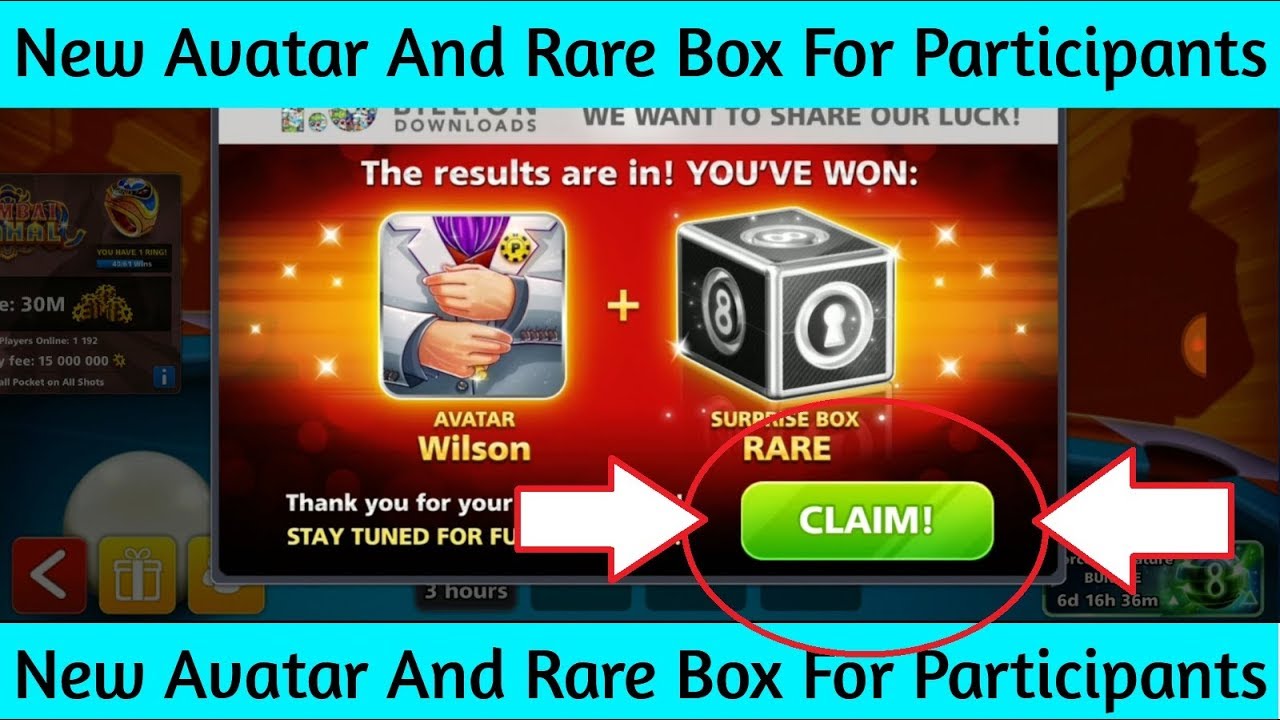 Wilson Avatar And Rare Box For Particpants Of Contest - 8 Ball Pool - 