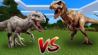 INDOMINUS REX vs T REX in Minecraft PE (Pocket Edition) (MCPE)! ▻Hi...