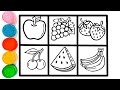 How To Draw Fruits Drawing | Beautiful Fruits Drawing | Easy Fruits Drawing | Six Fruits Drawing