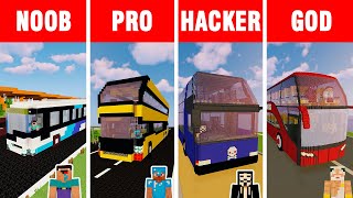 Minecraft Noob Vs Pro Vs Hacker Vs God Bus Build Challenge In Minecraft Animation