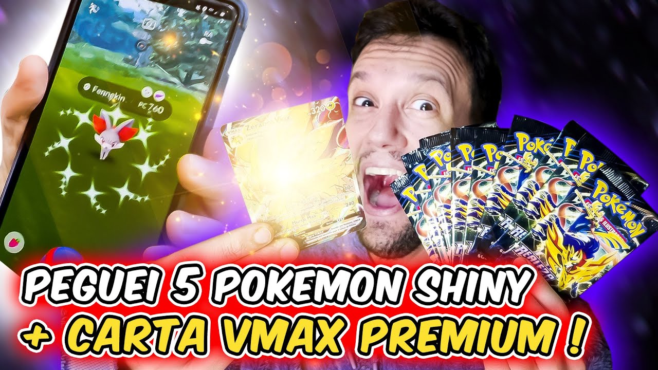 TIREI A CARTA VMAX PREMIUM + 5 POKEMON SHINY! CAPITÃO HUNTER CARTAS POKEMON TCG