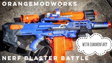 Orange Mod Works Modded Nerf Blaster Battle! Modded OMW Unleashed Solid blasters Firing/Range Test