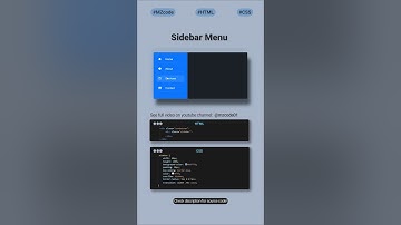 Modern Sidebar Menu CSS | Responsive & Animated Tutorial🔥 #css #coding #shorts #webdesign #cssshorts