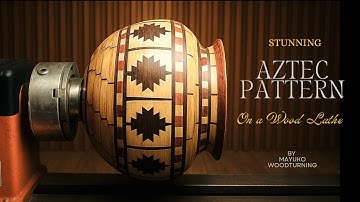 Stunning Aztec Pattern Segmented Vase, woodturning