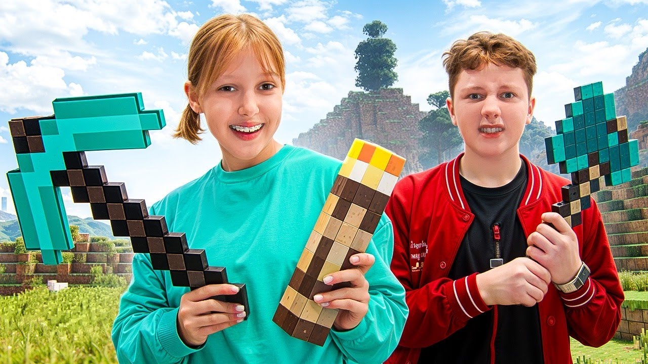 Minecraft a való életben! Amelka és barátai legyőzik Creepert? Sorozat tinédzsereknek