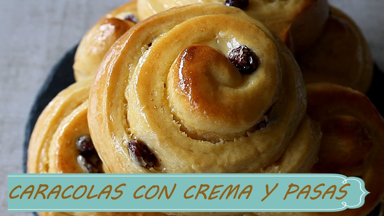 NI IMAGINAS LO BUENÍSIMAS QUE ESTÁN  ESTAS CARACOLAS CON CREMA Y PASAS!!