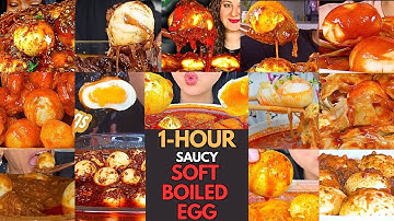 🥚🍳🔥 ASMR 1-HOUR Soft Boiled Egg Mukbang - Saucy & Mouthwatering! | MUKBANG COMPILATION🕑🥚😋