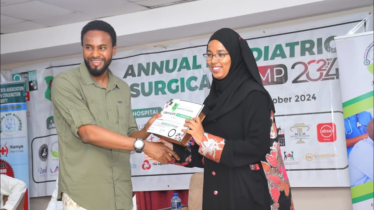 Nominated MP UmulKheir Harun speech as Governor Nathif hosts Kenya Association of pediatricians.