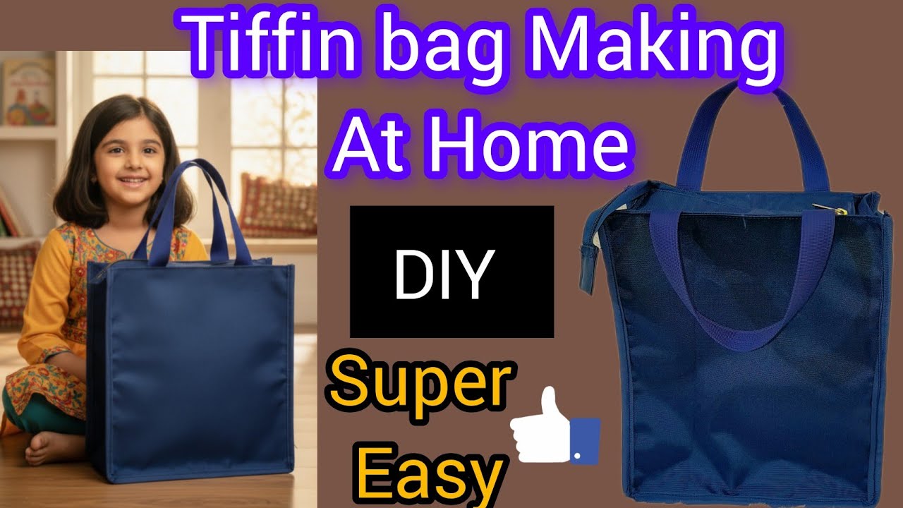 Lunch bag DIY/Tiffin bag cutting and stitching/trending zipper lunch bag make#vasundhracreation21 