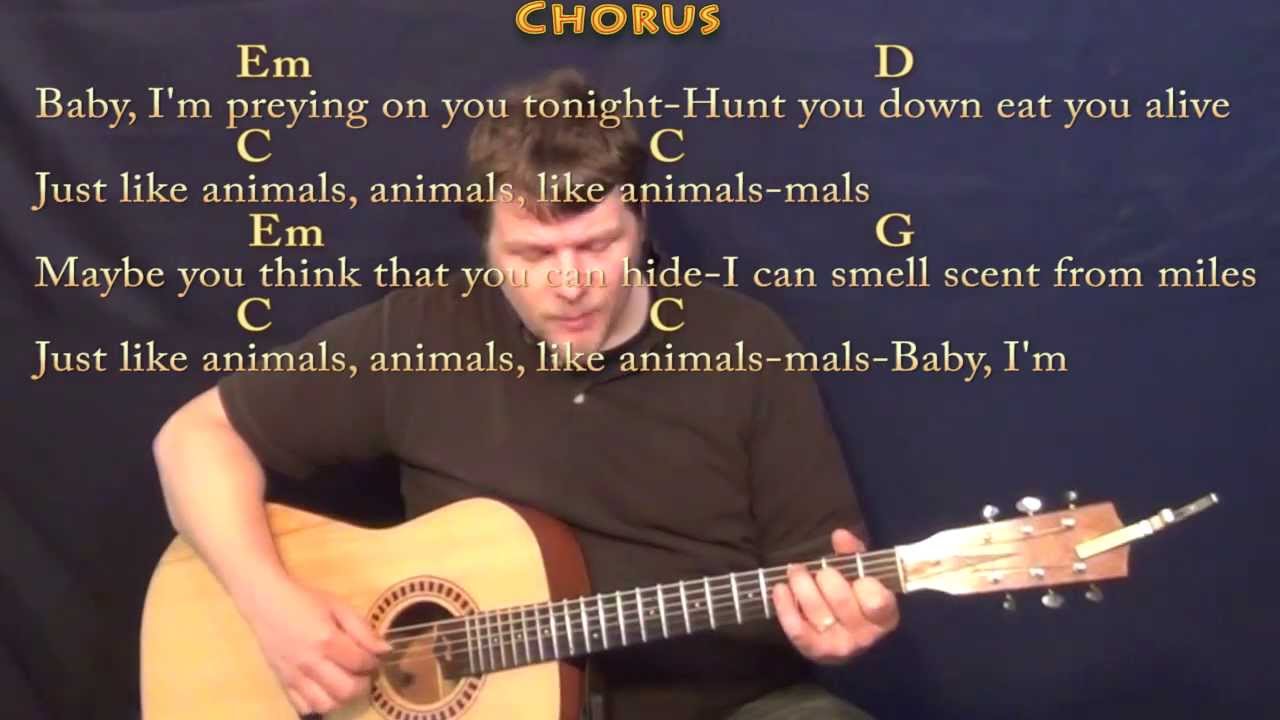 Animals (Maroon 5) Fingerstyle Guitar Cover Lesson with Chords/Lyrics